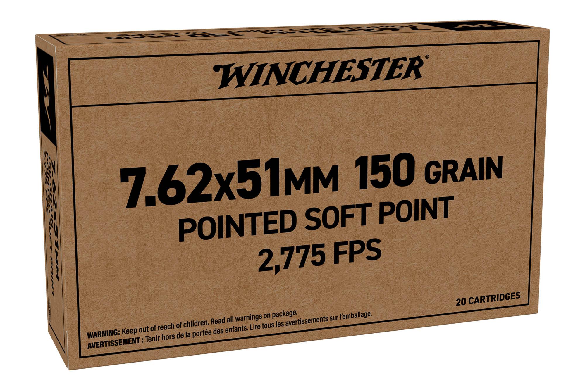 Winchester Brown Box 7.62x51mm NATO Ammo 150 Grain Jacketed Soft Point Box of 20